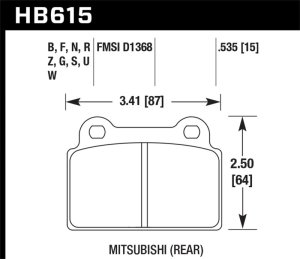Mitsubishi Lancer Brake Pads - Rear - Hawk Performance - HPS 5.0 - `08-`14